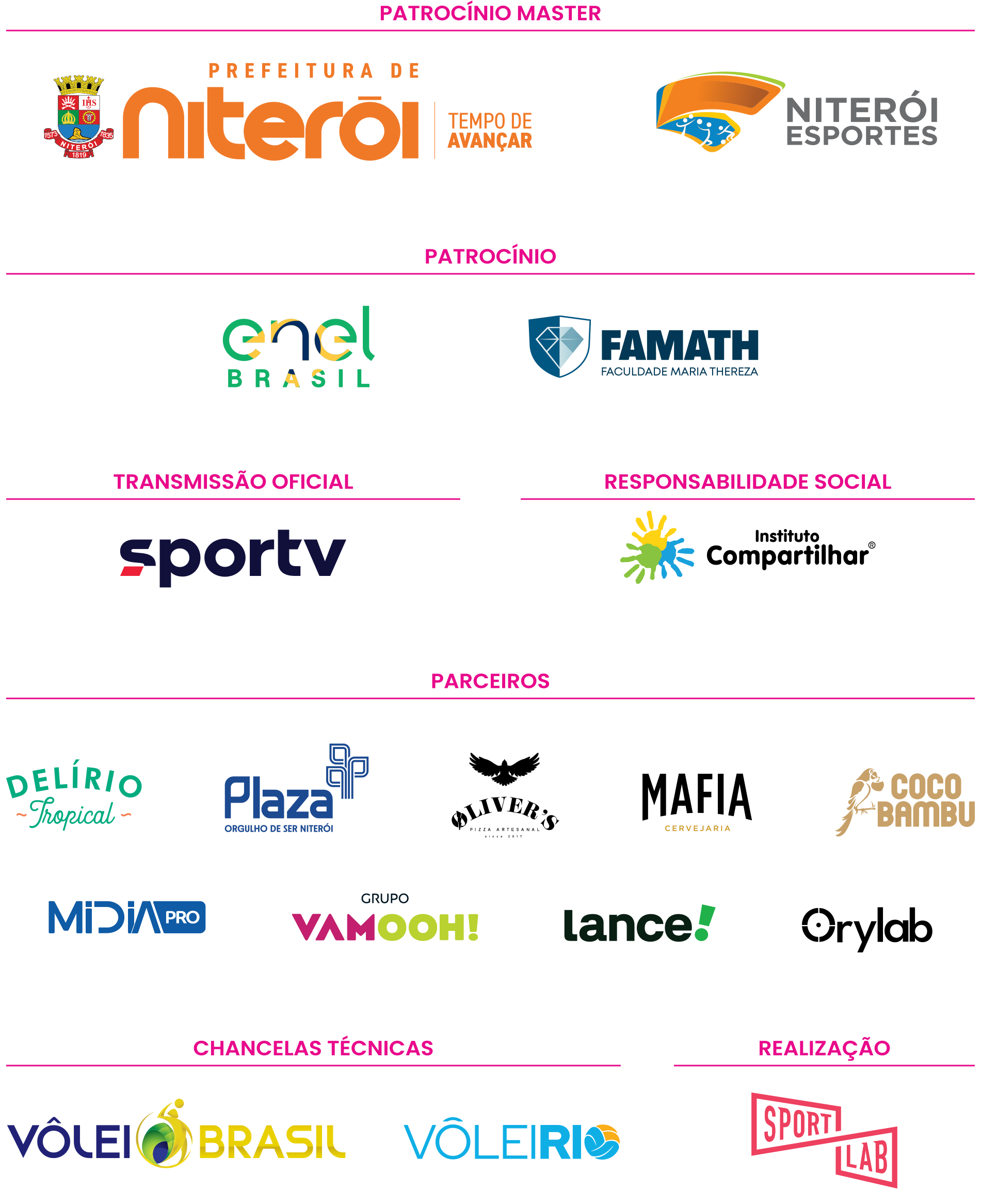 Patrocinadores e parceiros Super Vôlei